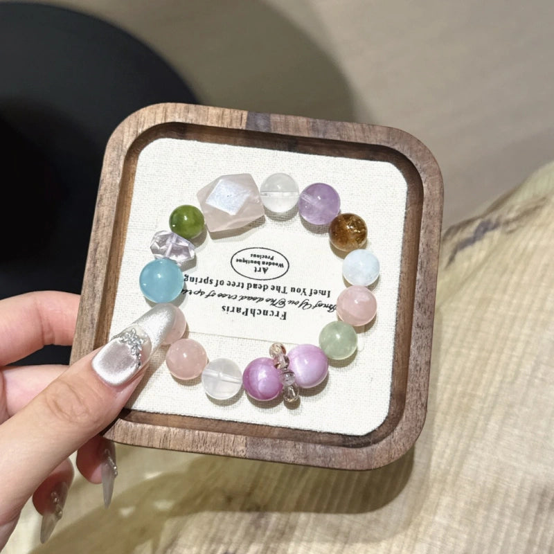 Pastel Rose Quartz Multi-Gem Freeform Bracelet-All-Round Protection