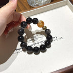 Silver Obsidian & Flower Agate Bracelet-Dispel Inner Turmoil