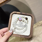 Clear Quartz & Kunzite Double‑Loop Bracelet-Elegant Protection