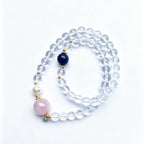 Clear Quartz & Kunzite Double‑Loop Bracelet-Elegant Protection