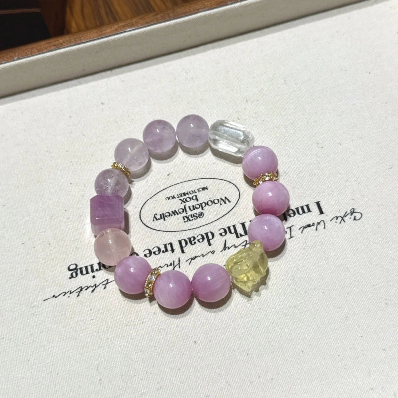 Kunzite & Amethyst Nine-Tailed Fox Bracelet- Sweet Connections