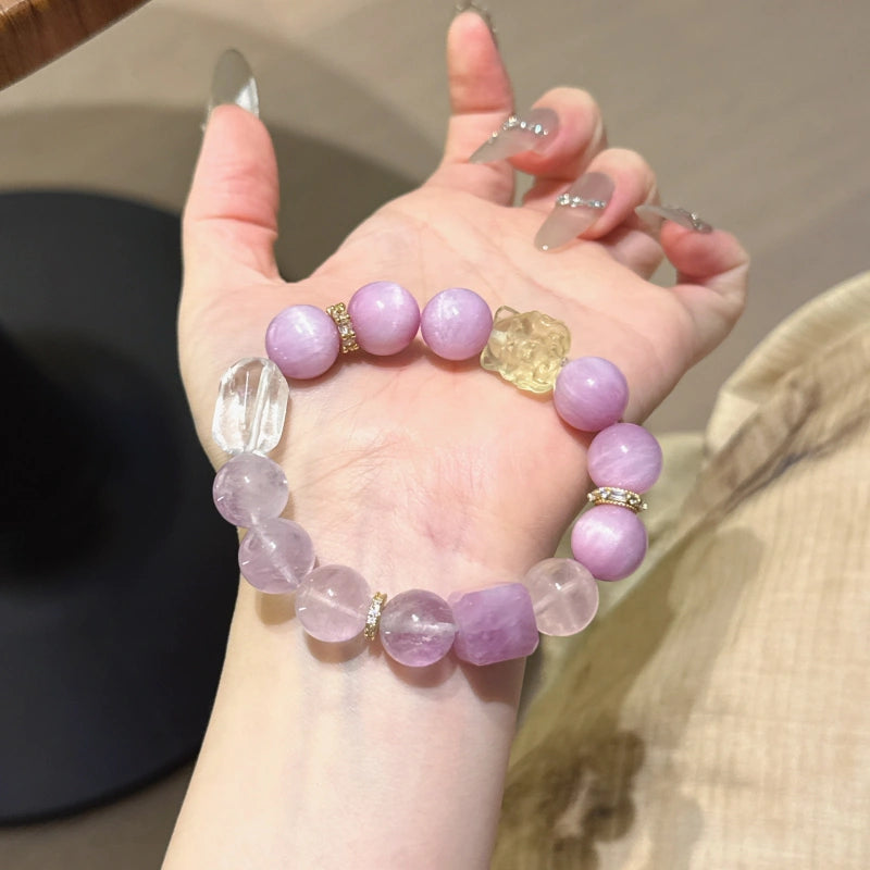 Kunzite & Amethyst Nine-Tailed Fox Bracelet- Sweet Connections