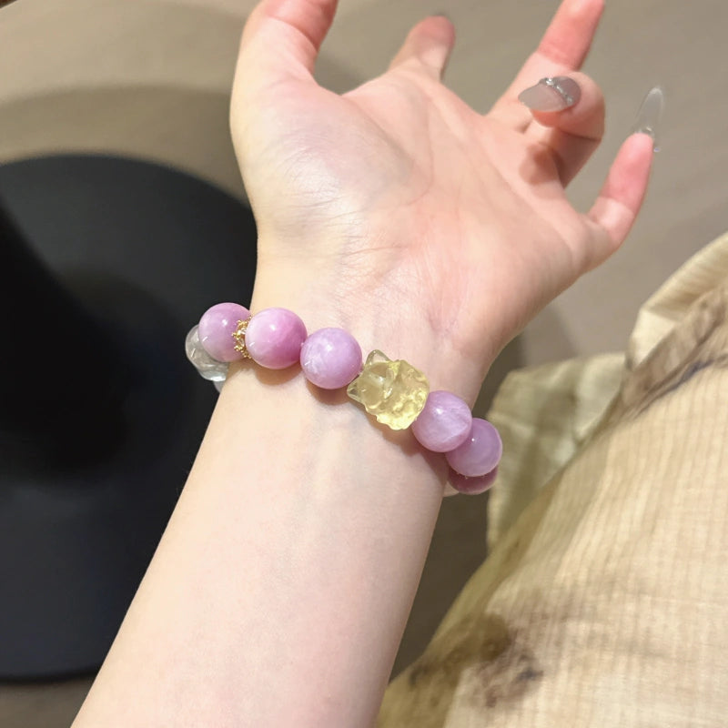 Kunzite & Amethyst Nine-Tailed Fox Bracelet- Sweet Connections