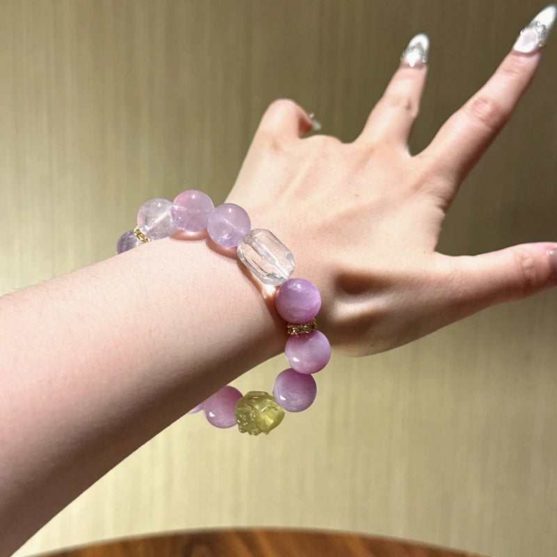 Kunzite & Amethyst Nine-Tailed Fox Bracelet- Sweet Connections