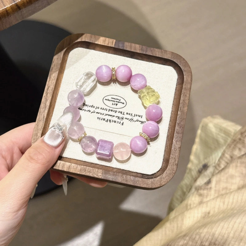 Kunzite & Amethyst Nine-Tailed Fox Bracelet- Sweet Connections