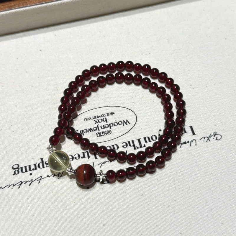 Garnet Multi‑Loop Bracelet-Wealth Manifestation Bold Breakthrough
