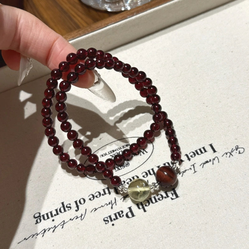 Garnet Multi‑Loop Bracelet-Wealth Manifestation Bold Breakthrough