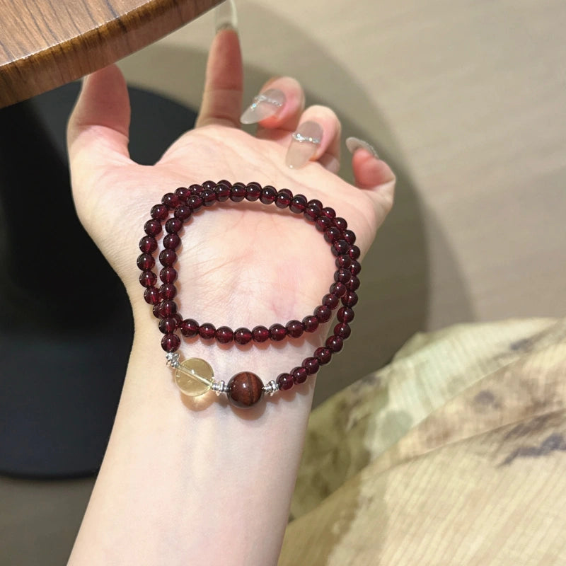Garnet Multi‑Loop Bracelet-Wealth Manifestation Bold Breakthrough