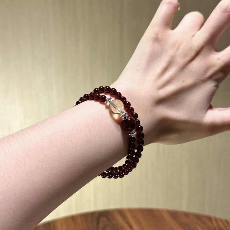 Garnet Multi‑Loop Bracelet-Wealth Manifestation Bold Breakthrough
