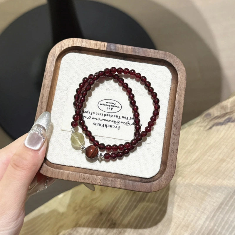 Garnet Multi‑Loop Bracelet-Wealth Manifestation Bold Breakthrough