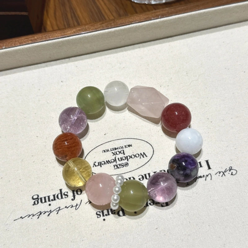 Rose Quartz Freeform Multi-Gem Bracelet-Soothe Anxiety
