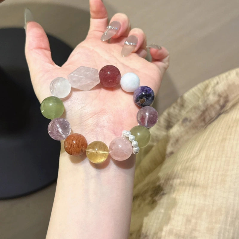 Rose Quartz Freeform Multi-Gem Bracelet-Soothe Anxiety