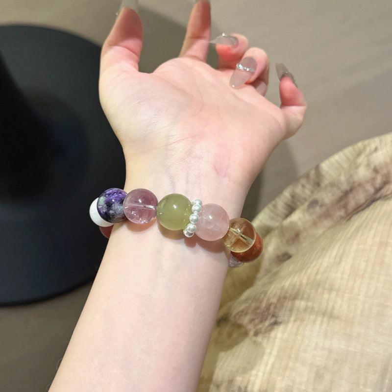 Rose Quartz Freeform Multi-Gem Bracelet-Soothe Anxiety