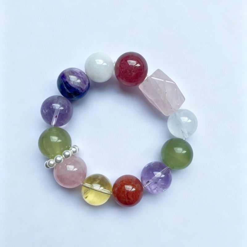 Rose Quartz Freeform Multi-Gem Bracelet-Soothe Anxiety