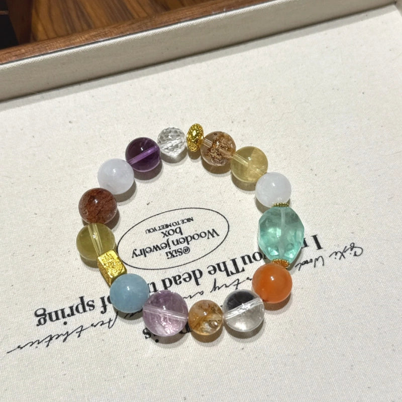 Green Fluorite Freeform Multi-Gem Bracelet-Universal Aura