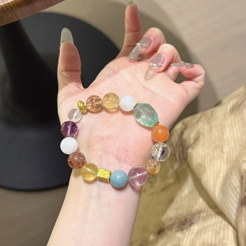 Green Fluorite Freeform Multi-Gem Bracelet-Universal Aura