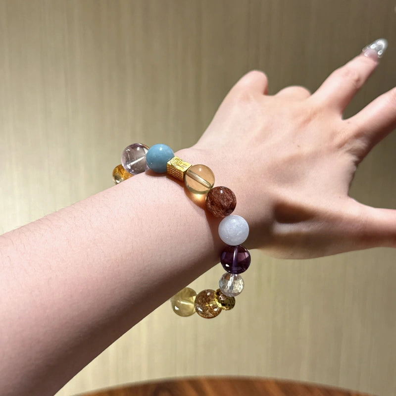 Green Fluorite Freeform Multi-Gem Bracelet-Universal Aura
