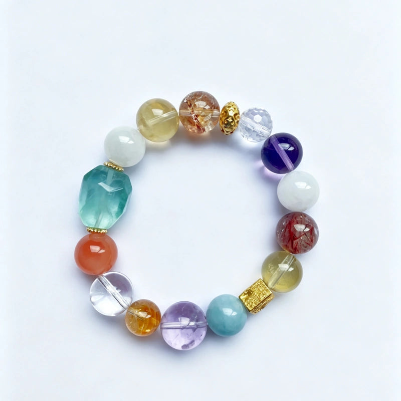 Green Fluorite Freeform Multi-Gem Bracelet-Universal Aura