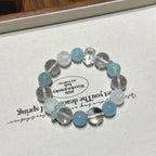 Aquamarine & Snow Phantom Quartz Bracelet-Inspire Creativity