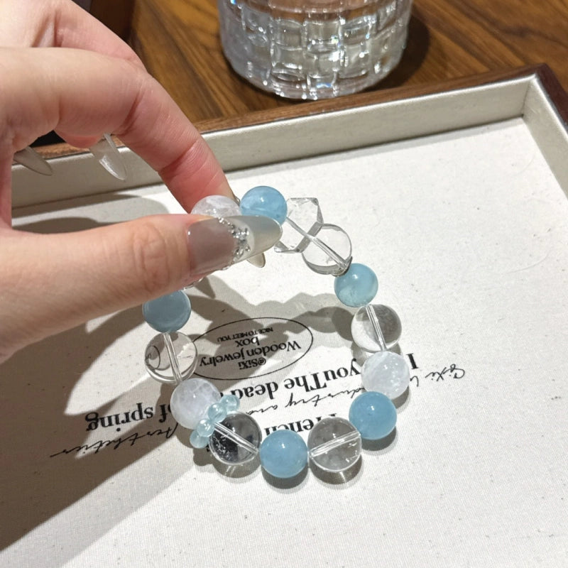 Aquamarine & Snow Phantom Quartz Bracelet-Inspire Creativity