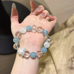 Aquamarine & Snow Phantom Quartz Bracelet-Inspire Creativity