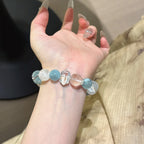 Aquamarine & Snow Phantom Quartz Bracelet-Inspire Creativity