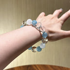 Aquamarine & Snow Phantom Quartz Bracelet-Inspire Creativity