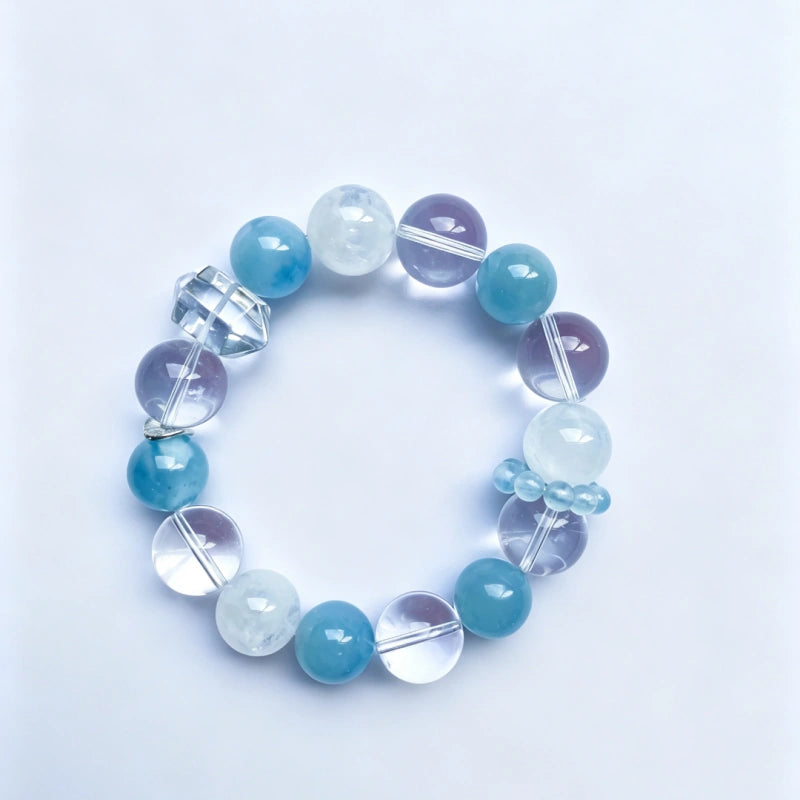 Aquamarine & Snow Phantom Quartz Bracelet-Inspire Creativity
