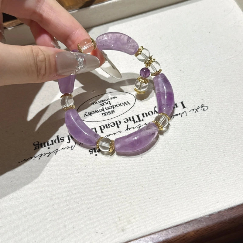 Amethyst Curved Tube Bracelet-Attract Noble Mentors
