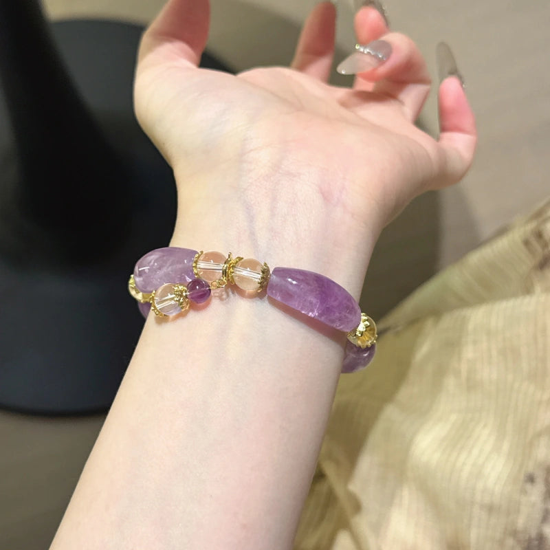 Amethyst Curved Tube Bracelet-Attract Noble Mentors