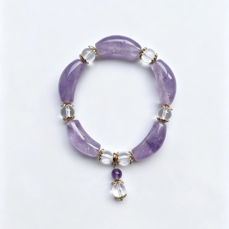 Amethyst Curved Tube Bracelet-Attract Noble Mentors