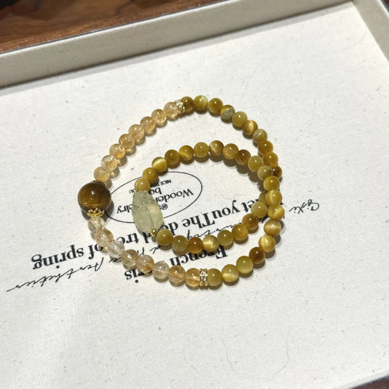 Tiger’s Eye & Yellow Tower Crystal Bracelet