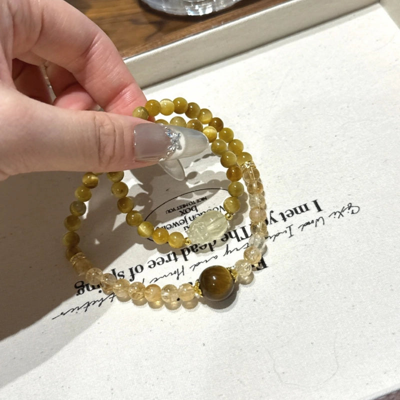 Tiger’s Eye & Yellow Tower Crystal Bracelet