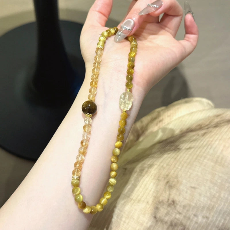 Tiger’s Eye & Yellow Tower Crystal Bracelet
