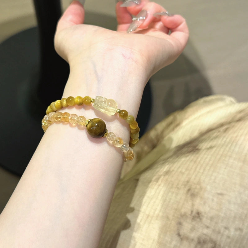Tiger’s Eye & Yellow Tower Crystal Bracelet