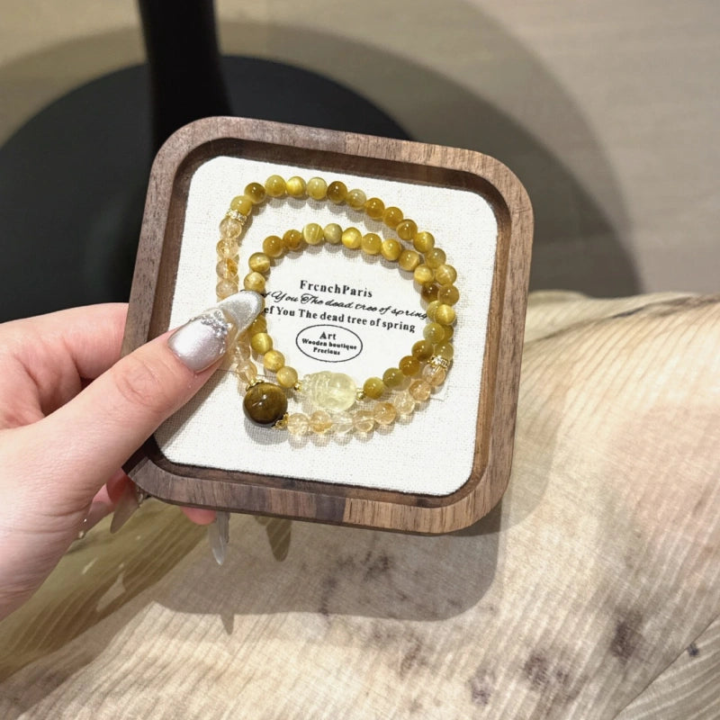 Tiger’s Eye & Yellow Tower Crystal Bracelet