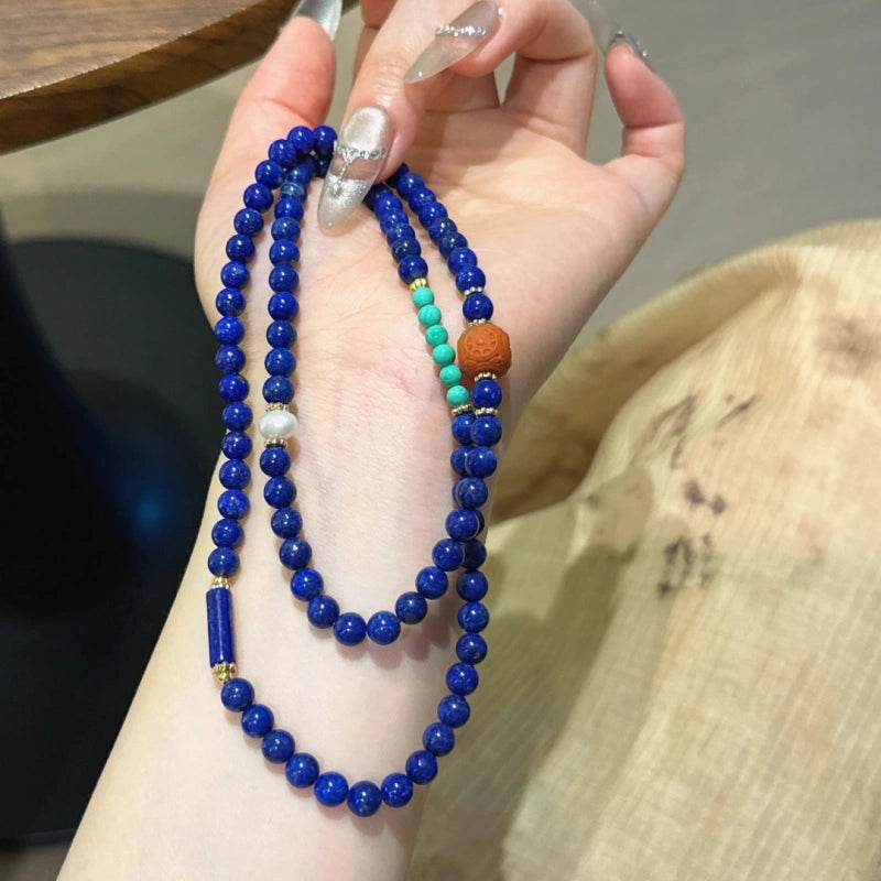Lapis Lazuli‑Red Agate‑Pearl Bracelet-Expanded Mindset