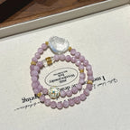 Kunzite & Clear Quartz Heart‑Shaped Fox Bracelet - Shield From Negative Energies
