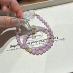 Kunzite & Clear Quartz Heart‑Shaped Fox Bracelet - Shield From Negative Energies