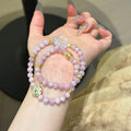 Kunzite & Clear Quartz Heart‑Shaped Fox Bracelet - Shield From Negative Energies