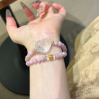 Kunzite & Clear Quartz Heart‑Shaped Fox Bracelet - Shield From Negative Energies
