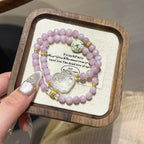 Kunzite & Clear Quartz Heart‑Shaped Fox Bracelet - Shield From Negative Energies