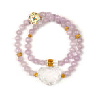 Kunzite & Clear Quartz Heart‑Shaped Fox Bracelet - Shield From Negative Energies