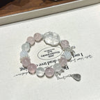 Rose Quartz & Clear Crystal Nine‑Tailed Fox Bracelet - Wisdom and Magnetism