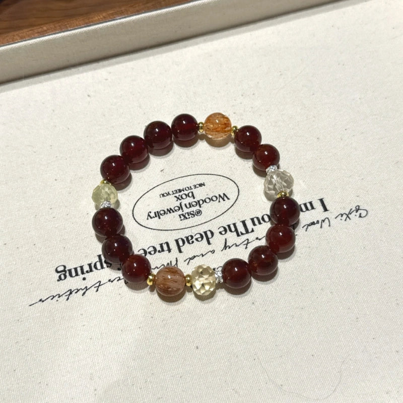 Garnet & Super Seven Gold Bracelet - Wealth‑guarding Spirit