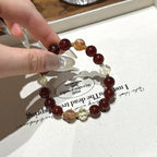 Garnet & Super Seven Gold Bracelet - Wealth‑guarding Spirit