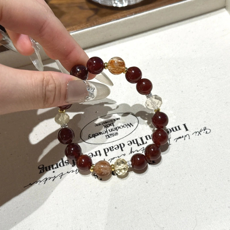 Garnet & Super Seven Gold Bracelet - Wealth‑guarding Spirit