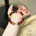 Garnet & Super Seven Gold Bracelet - Wealth‑guarding Spirit