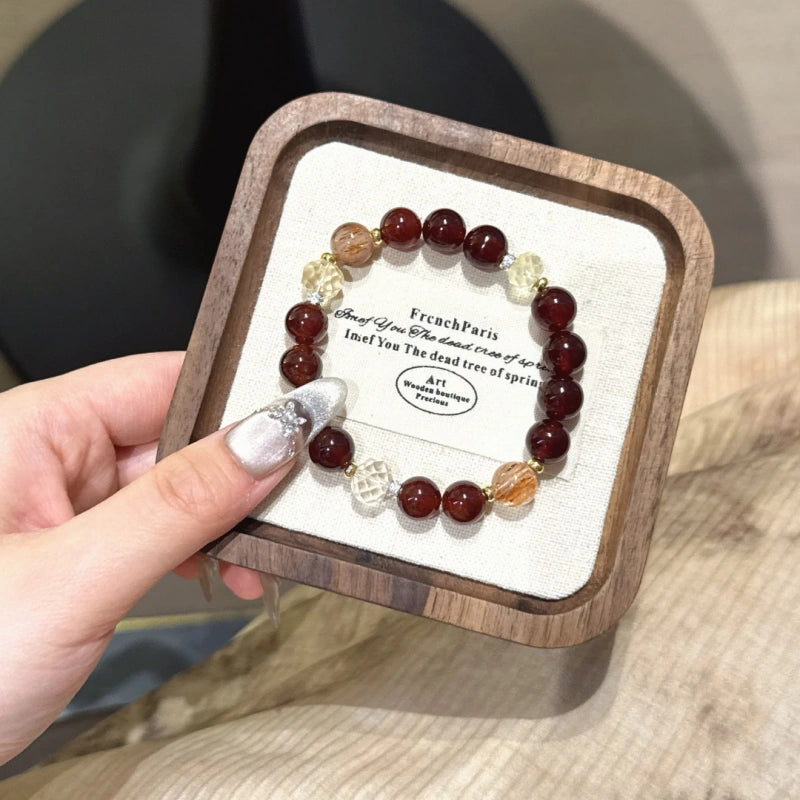 Garnet & Super Seven Gold Bracelet - Wealth‑guarding Spirit