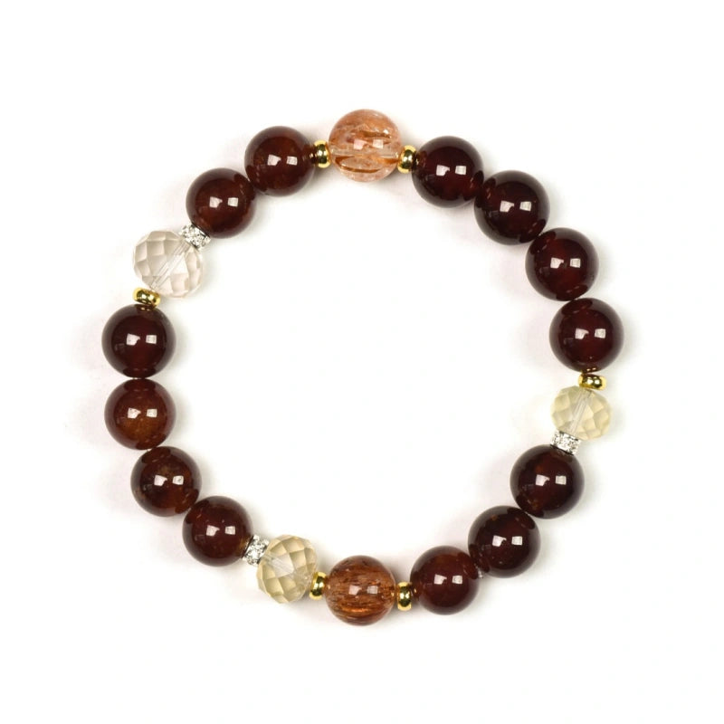 Garnet & Super Seven Gold Bracelet - Wealth‑guarding Spirit